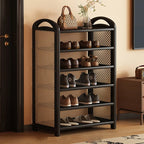 Shoe Rack | Bamboo Frame & Woven Rattan Sides | 5 Or 6 Tiers