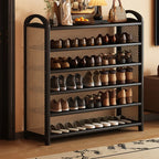 Shoe Rack | Bamboo Frame & Woven Rattan Sides | 5 Or 6 Tiers
