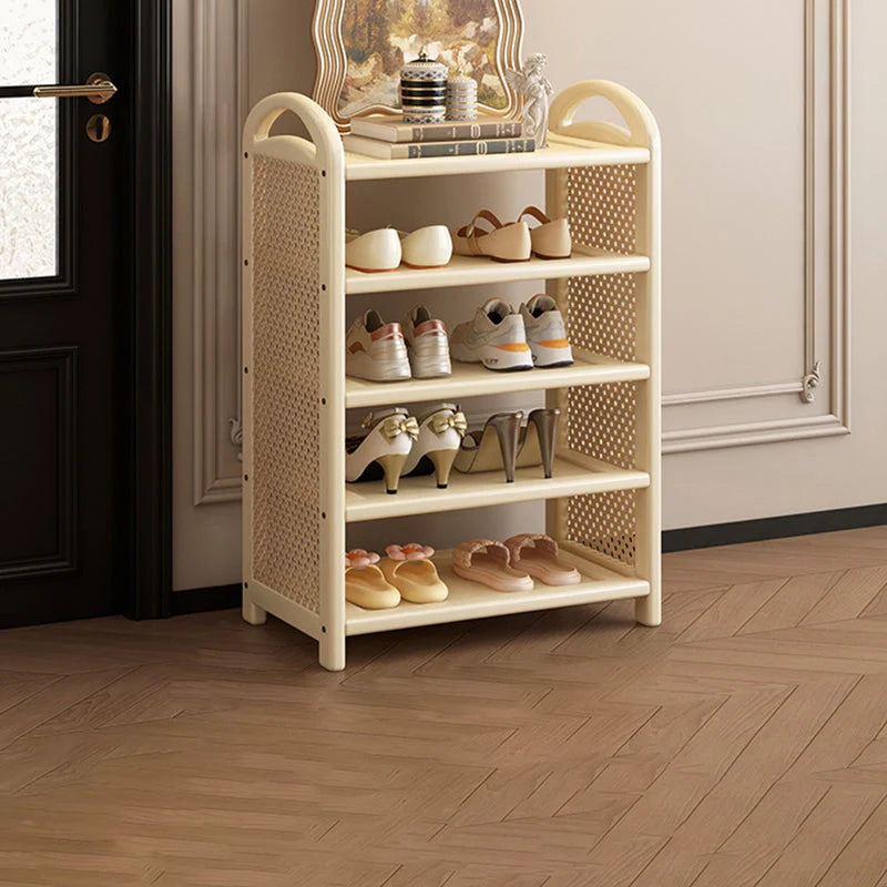 Shoe Rack | Bamboo Frame & Woven Rattan Sides | 5 Or 6 Tiers