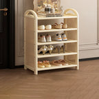 Shoe Rack | Bamboo Frame & Woven Rattan Sides | 5 Or 6 Tiers