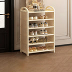 Shoe Rack | Bamboo Frame & Woven Rattan Sides | 5 Or 6 Tiers