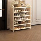 Shoe Rack | Bamboo Frame & Woven Rattan Sides | 5 Or 6 Tiers