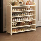 Shoe Rack | Bamboo Frame & Woven Rattan Sides | 5 Or 6 Tiers