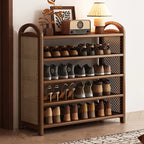 Shoe Rack | Bamboo Frame & Woven Rattan Sides | 5 Or 6 Tiers