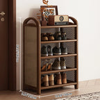 Shoe Rack | Bamboo Frame & Woven Rattan Sides | 5 Or 6 Tiers