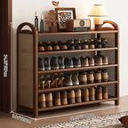 Shoe Rack | Bamboo Frame & Woven Rattan Sides | 5 Or 6 Tiers