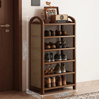 Shoe Rack | Bamboo Frame & Woven Rattan Sides | 5 Or 6 Tiers