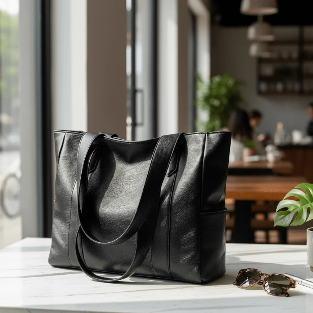 Shoulder Bag | PU Leather, Zip Closure & Multiple Pockets