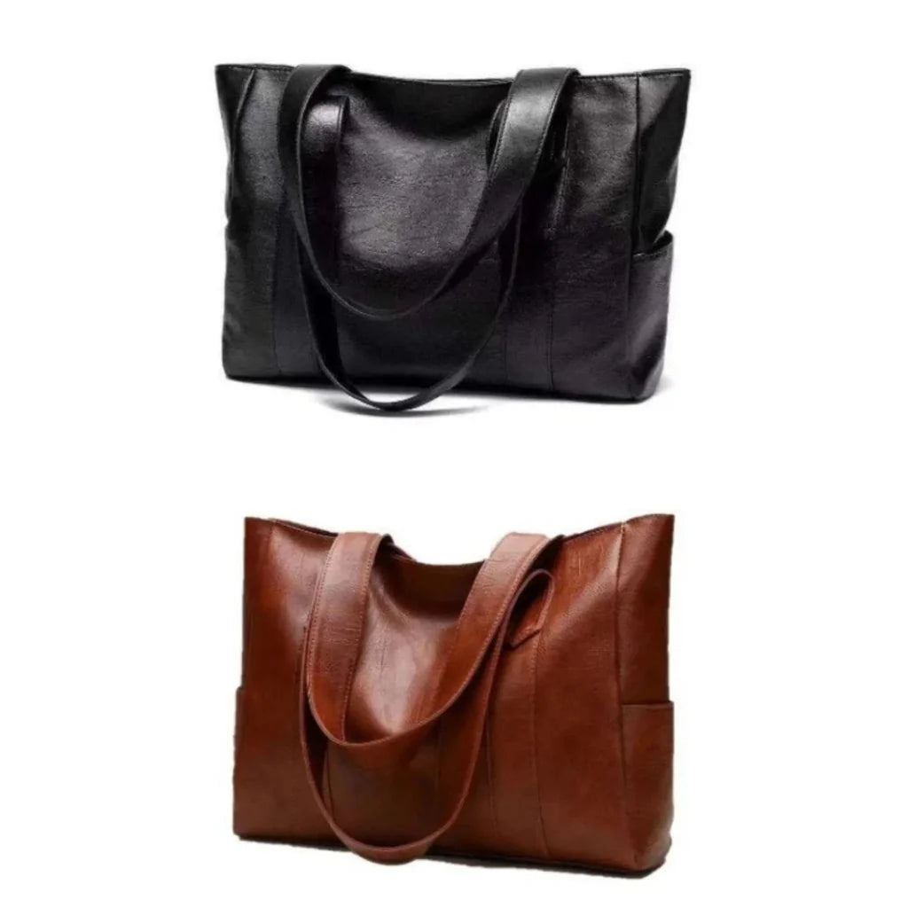 Shoulder Bag | PU Leather, Zip Closure & Multiple Pockets