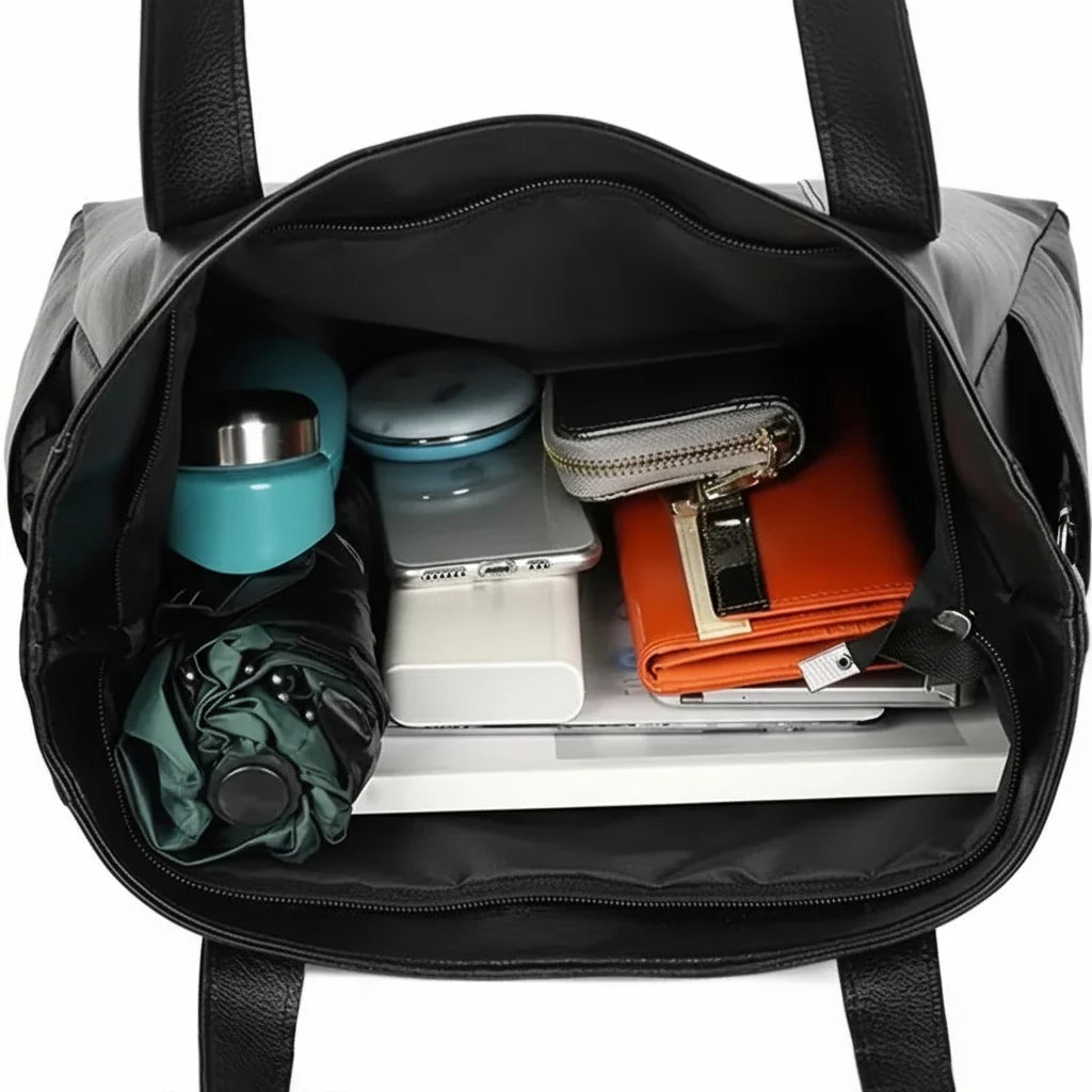 Shoulder Bag | PU Leather, Zip Closure & Multiple Pockets