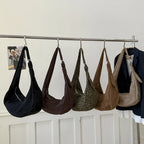 Shoulder Bag | Soft Suede, Wide Strap & Zipper Closure