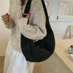 Shoulder Bag | Soft Suede, Wide Strap & Zipper Closure