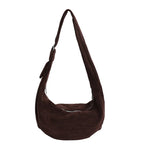 Shoulder Bag | Soft Suede, Wide Strap & Zipper Closure