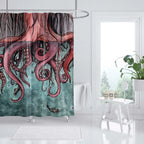 Shower Curtain | Ocean Art Octopus & Jellyfish Design & Water-Resistant Polyester | Fits Standard Bathtubs