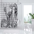 Shower Curtain | Ocean Art Octopus & Jellyfish Design & Water-Resistant Polyester | Fits Standard Bathtubs