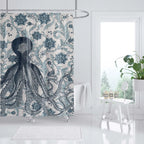Shower Curtain | Ocean Art Octopus & Jellyfish Design & Water-Resistant Polyester | Fits Standard Bathtubs