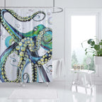 Shower Curtain | Ocean Art Octopus & Jellyfish Design & Water-Resistant Polyester | Fits Standard Bathtubs