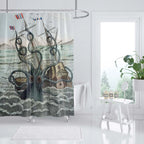 Shower Curtain | Ocean Art Octopus & Jellyfish Design & Water-Resistant Polyester | Fits Standard Bathtubs