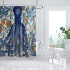 Shower Curtain | Ocean Art Octopus & Jellyfish Design & Water-Resistant Polyester | Fits Standard Bathtubs