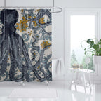Shower Curtain | Ocean Art Octopus & Jellyfish Design & Water-Resistant Polyester | Fits Standard Bathtubs