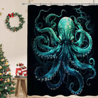 Shower Curtain | Ocean Art Octopus & Jellyfish Design & Water-Resistant Polyester | Fits Standard Bathtubs