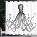 Shower Curtain | Ocean Art Octopus & Jellyfish Design & Water-Resistant Polyester | Fits Standard Bathtubs
