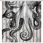 Shower Curtain | Ocean Art Octopus & Jellyfish Design & Water-Resistant Polyester | Fits Standard Bathtubs