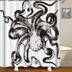 Shower Curtain | Ocean Art Octopus & Jellyfish Design & Water-Resistant Polyester | Fits Standard Bathtubs