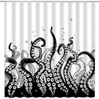 Shower Curtain | Ocean Art Octopus & Jellyfish Design & Water-Resistant Polyester | Fits Standard Bathtubs