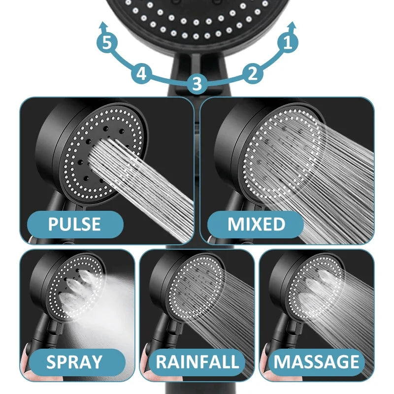 Shower Head | High-Pressure Air Injection & Self-Cleaning Silicone Nozzles