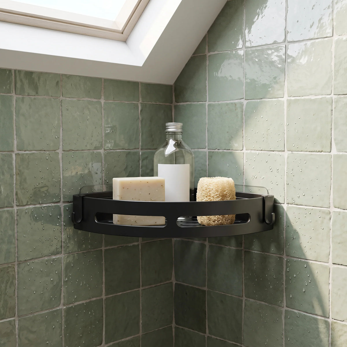 Shower Shelf | Corner Design & No-Drill Adhesive Mount