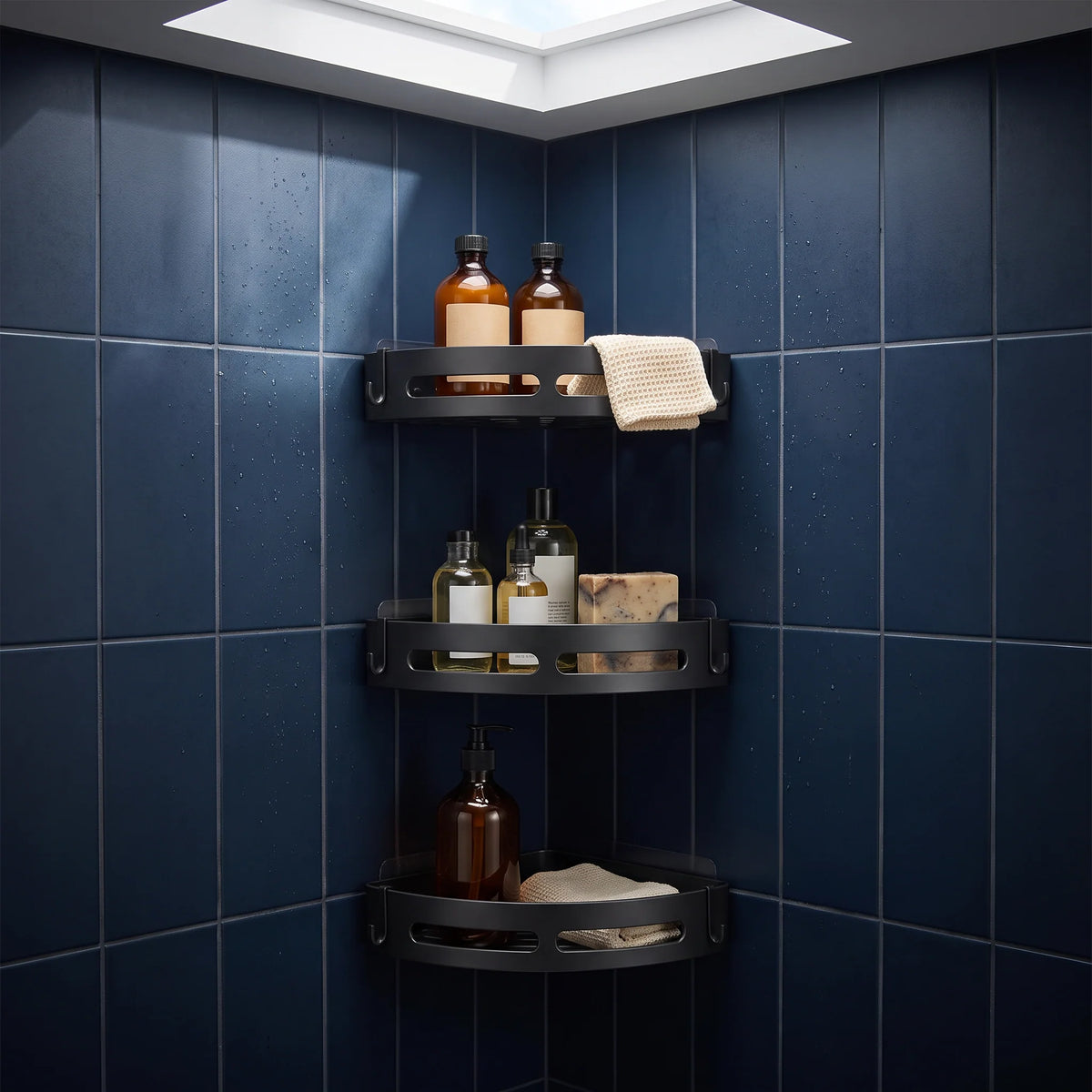 Shower Shelf | Corner Design & No-Drill Adhesive Mount