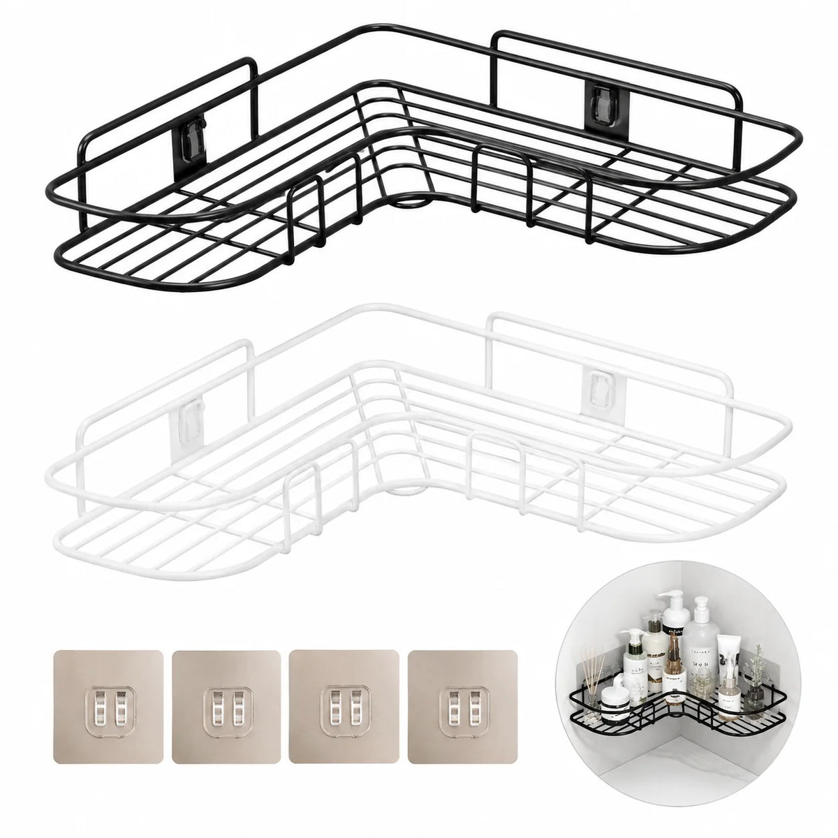 Shower Shelf | Corner Rustproof & Adhesive Mount