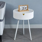Side Table | Cream Finish & Storage Basket | 40 x 55 cm