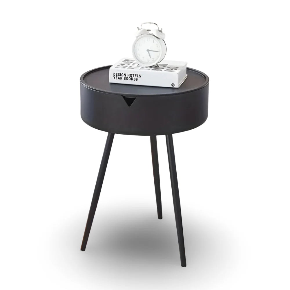 Side Table | Cream Finish & Storage Basket | 40 x 55 cm
