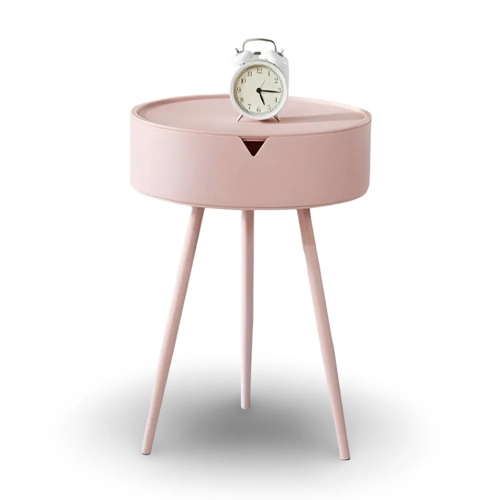 Side Table | Cream Finish & Storage Basket | 40 x 55 cm