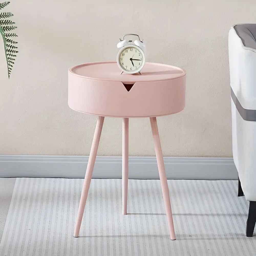 Side Table | Cream Finish & Storage Basket | 40 x 55 cm