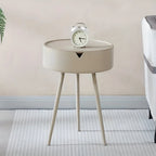 Side Table | Cream Finish & Storage Basket | 40 x 55 cm