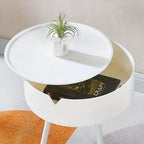 Side Table | Cream Finish & Storage Basket | 40 x 55 cm