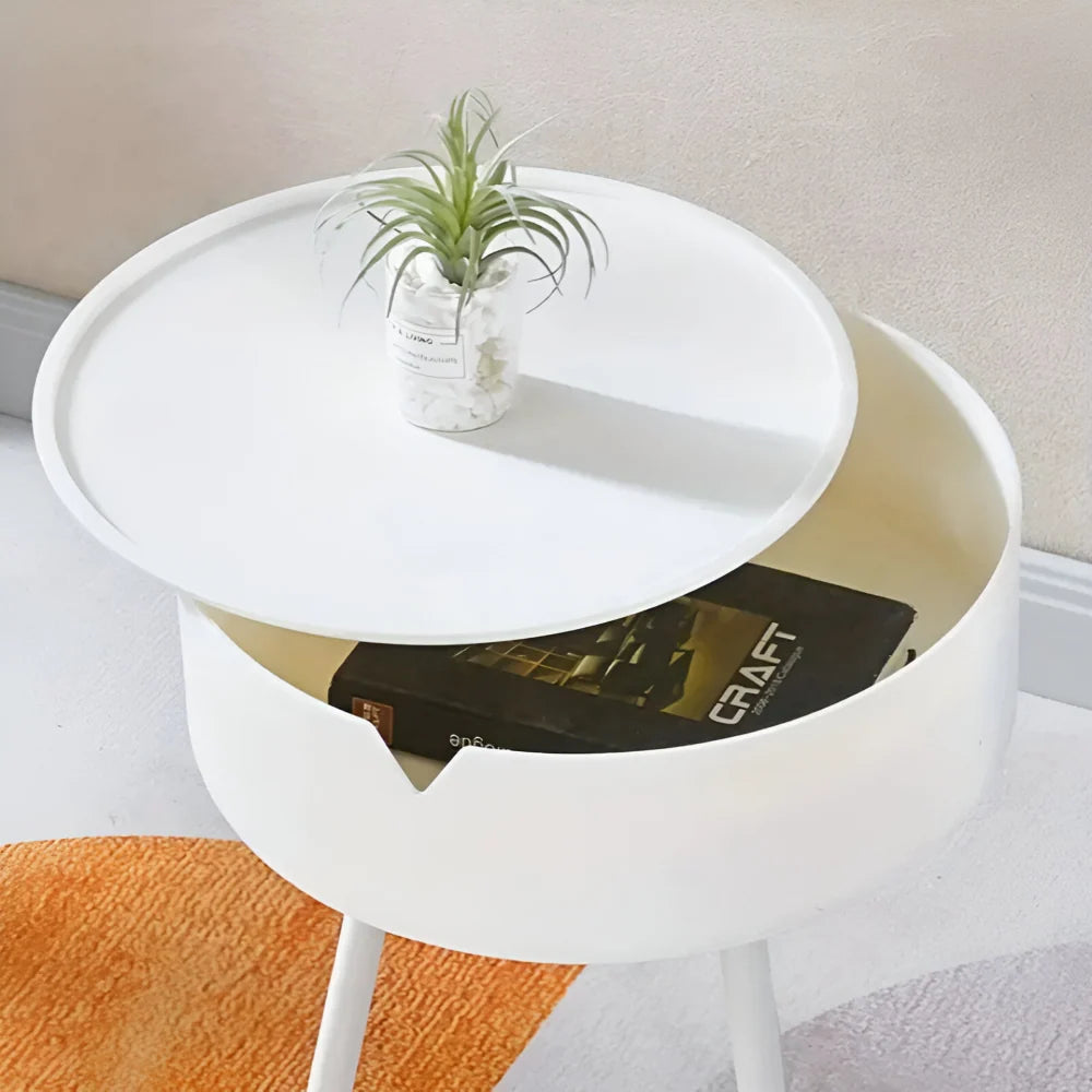 Side Table | Cream Finish & Storage Basket | 40 x 55 cm