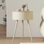 Side Table | Cream Finish & Storage Basket | 40 x 55 cm