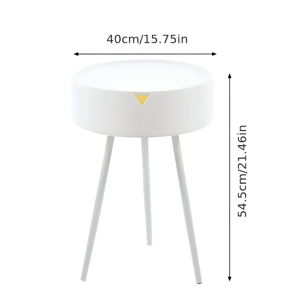 Side Table | Cream Finish & Storage Basket | 40 x 55 cm