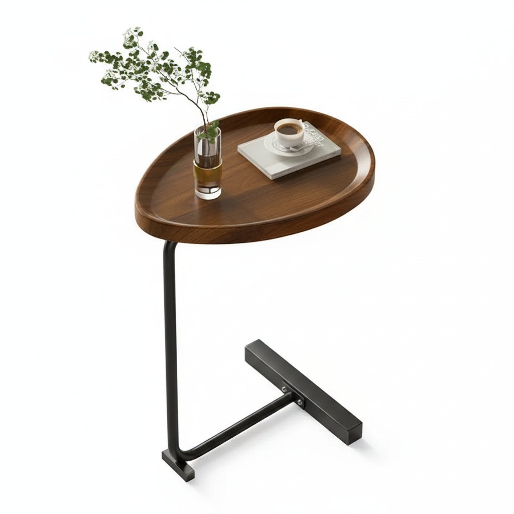 Side Table | Solid Wood & Metal Space-Saving
