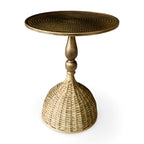 Side Table | Vintage Wicker & Iron Top | 40 x 52 cm