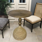 Side Table | Vintage Wicker & Iron Top | 40 x 52 cm