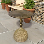 Side Table | Vintage Wicker & Iron Top | 40 x 52 cm