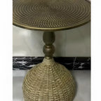Side Table | Vintage Wicker & Iron Top | 40 x 52 cm