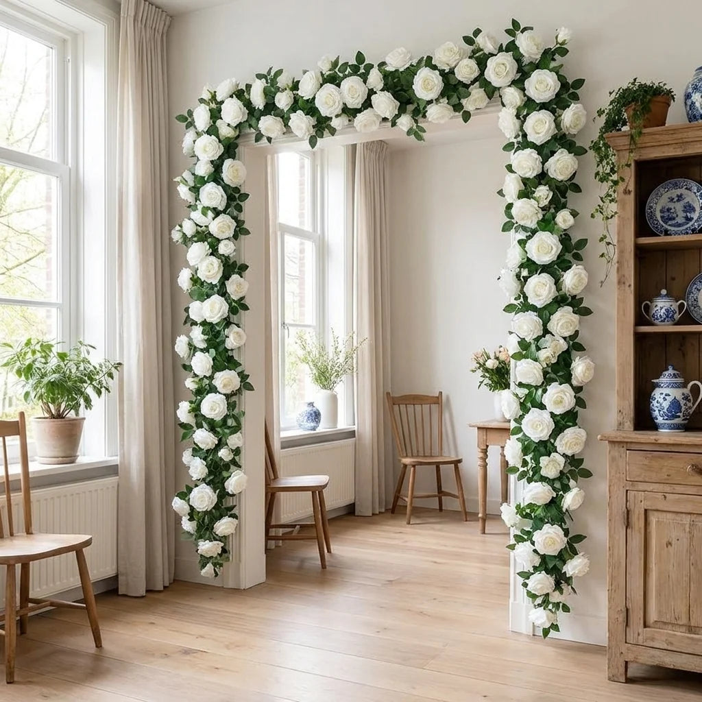 Silk Rose Garland | High-Quality & Long-Lasting | 230 cm