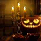 Skeleton Candle Holder | Flameless LED & Battery-Operated | 3-Candle