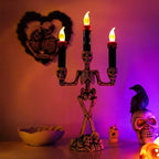Skeleton Candle Holder | Flameless LED & Battery-Operated | 3-Candle